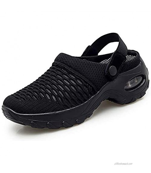 Trsorini Mules Clogs for Women Air Cushion Platform Mesh Mules Sneaker Sandals for Female Lightweight Beach Shoes Outdoor Slippers Walking Shoes