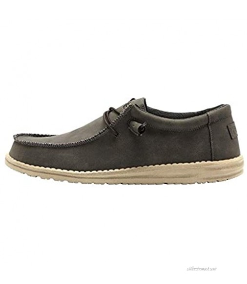 Hey Dude Men's Wally Recycled Leather Coffee Size 10