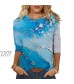3/4 Sleeve Shirts for Women Fasion Print Loose Fit Casual Comfy Round Neck Summer Plus Size Tops Pullover