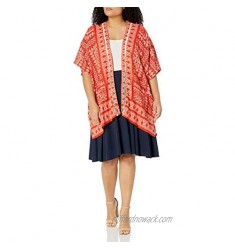 Angie Women's Plus-Size Red Printed Kimono