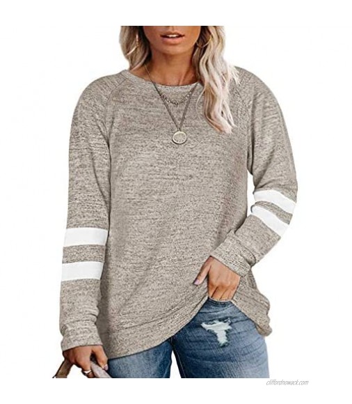 AURISSY Womens Plus Size Sweatshirts Long Sleeve Tunic Tops Oversized Shirts