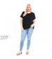 DAMOA Women's Shirt Tunic Blouse - Plus Size Short Sleeve Button Down Back Casual Print Scoop Neck Summer Tshirt Top