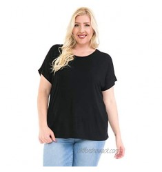 DAMOA Women's Shirt Tunic Blouse - Plus Size Short Sleeve Button Down Back Casual Print Scoop Neck Summer Tshirt Top