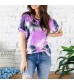 Holzkary Womens Tie-Dye T-Shirt Gradient Short-Sleeved Shirt Colorful Round Neck Casual Tees