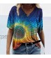 MJKK Graphic Tees for Women Abstract Prints V-Neck Tops Short Sleeve T-Shirts Colorful Blouses