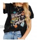 MYMORE Women's Y2K Outer Space Galaxy Graphic Tees Casual Short Sleeve Mineral Wash T Shirt Blouse Tops