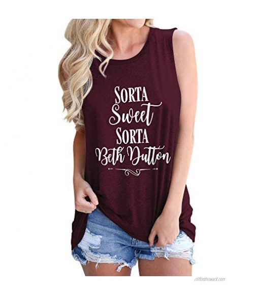 REOGA Sorta Sweet Sorta Beth Dutton Shirts for Women Long Sleeve Pockets Tshirts Graphic Gifts Blouses