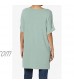 TheMogan S~3X Casual V-Neck Rolled Short Sleeve Hi-Low Side Slit Tunic Top Tee