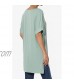 TheMogan S~3X Casual V-Neck Rolled Short Sleeve Hi-Low Side Slit Tunic Top Tee