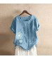 Women's Flower Print Pluse Size Casual Shirt Summer Round Neck Short Sleeve Tee Loose Cute Comfy Tops Daily Wear