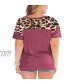 Women's Plus Size Tee Shirt Summer Casual Leopard Tunics Blouse Tops Wine Red 22W