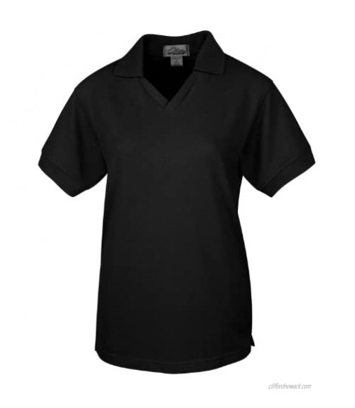 Women's Poly/Cotton Short Sleeve V Neck Collar Pique Knit Golf Shirt (11 Colors)