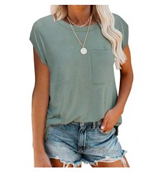 YUOIOYU Womens Batwing Short Sleeve T Shirts Side Split Casual Summer Tops Tees with Pocket