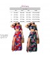 Aro Lora Women's Sexy Off Shoulder Floral Printed Side Slit Two-Piece Maxi Dress