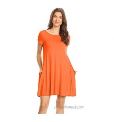 Casual T Shirt Dress for Women Flowy Tunic Dress with Pockets Reg and Plus Size