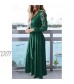 Kranda Womens Vintage Floral Lace Long Sleeve Faux Wrap V Neck Party Long Maxi Dress