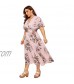 Milumia Women Plus Size Summer Floral Boho High Waist V Neck Maxi Dress Pink 3X-Large Plus