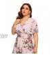 Milumia Women Plus Size Summer Floral Boho High Waist V Neck Maxi Dress Pink 3X-Large Plus