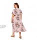 Milumia Women Plus Size Summer Floral Boho High Waist V Neck Maxi Dress Pink 4X-Large Plus