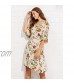 Milumia Women's Boho Button Up High Waist Floral Print Flowy Party Dress