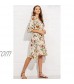 Milumia Women's Boho Button Up High Waist Floral Print Flowy Party Dress