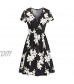 STYLEWORD Women's Short Sleeve Floral Summer Dress V Neck Casual Midi Sundress with Pockets