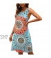Women Casual T-Shirt Summer Dresses Floral Bohemian Dress Swing Boho Sundress Sleeveless with Pockets