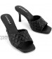 Greatonu Womens Kitten Heel Mules Slip On Sandals Open Toe Dress Pumps Slide Shoes