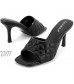 Greatonu Womens Kitten Heel Mules Slip On Sandals Open Toe Dress Pumps Slide Shoes