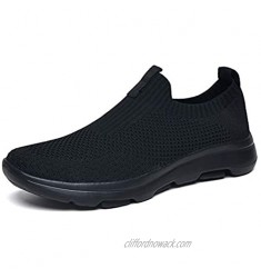 Puxowe Men's Breathable Walking Shoes Knit Slip on Mesh Lightweight Sneakers