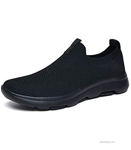 Puxowe Men's Breathable Walking Shoes Knit Slip on Mesh Lightweight Sneakers