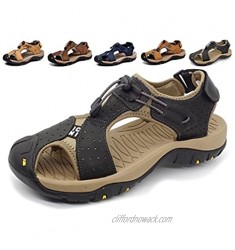 Asifn Closed Toe Men Outdoor Hiking Sandals Water Shoes Slides Traveling Walking Fishermen Leather Climbing Summer