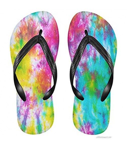 Blueangle Women's Mens Colorful Tie Dye Pattern Thong Sandals Indoor and Outdoor Beach Flip Flop