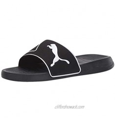 PUMA Unisex-Adult Men's Popcat Slide Sandal Black White  5