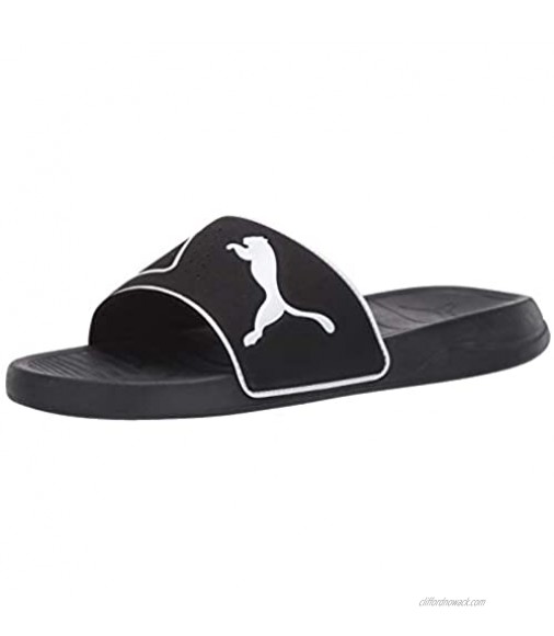 PUMA Unisex-Adult Men's Popcat Slide Sandal Black White 5