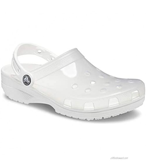 Crocs unisex adult Men's and Women's Classic Translucent | Comfortable Slip on Shoes Clog White 9 Women 7 Men US