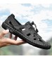 ZHShiny Mens Casual Closed Toe Leather Sandals Outdoor Fisherman Adjustable Sporty Summer Shoes
