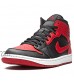 Jordan Mens Air 1 Mid Leather Synthetic Black Gym Red White Trainers 9.5 US