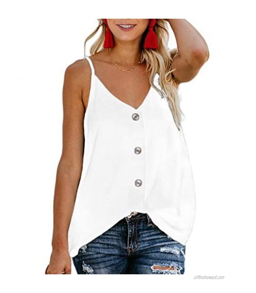 FARYSAYS Women's Sexy Button Down V Neck Cami Tank Tops Loose Casual Sleeveless Shirts Blouses
