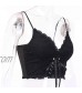 Gothic Crop Top Aesthetic Harajuku Camis Black Mall Goth Graphic Print Sexy Crop Top Ruffles Backless Outfit