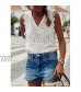 Happy Sailed Women Summer Lace V Neck Tank Tops Loose Casual Sleeveless Shirt Blouse(S-XXL)