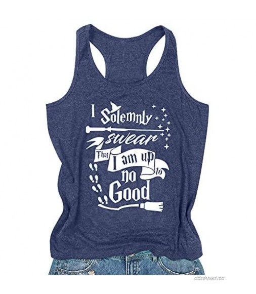 I Solemnly Swear That I Am Up to No Good Tank Tops for Women Funny Casual Sleeveless Shirt Blouse