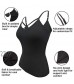 KIWI RATA Camisoles for Women with Built in Bra Criss Cross Cami Top Padded Tank Tops for Yoga Cotton Vest