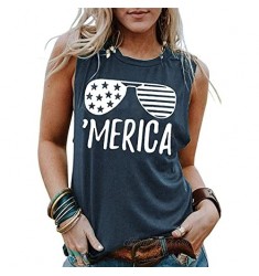 LLHXRUI American USA Flag Tank Tops for Women 4th of July Patriotic Shirt Graphic Tees