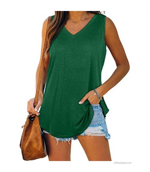 PHUKISS Tank Tops for Women Loose Fitting Summer V Neck Sleeveless Shirts
