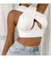 Plus Size Criss Cross Halter Tops for Women Cut Out Backless Bandage Wrap Tie Tank Tops Party Streetwear