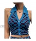 Sunloudy Women Knitted Halter Vest Sleeveless Button Deep V-Neck Cami Top Turn-Down Collar Tank Top Slim Fit Streetwear