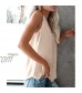 Uusollecy Women's V Neck Lace Trim Tank Tops Casual Loose Sleeveless Blouse Shirts