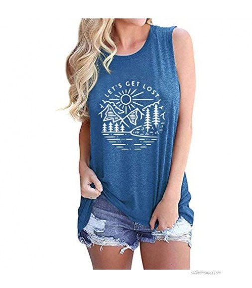 Women's Summer Tank Top Loose Graphic Tee Clothes Mountain Shirt