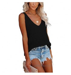 YizCore Tank Tops for Women Summer V Neck Sleeveless Knit Cami Cute Shirts Casual Loose Blouses